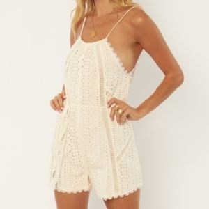 Amuse Society Off White Eyelet Tina Woven Romper S